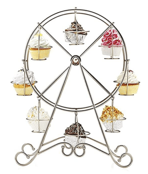 Star Home Decor Metal Cake Stand, Cupcake and Dessert Stand, Tea Party Pastry Serving Platter (3 T Round) (Ferris Wheel White)